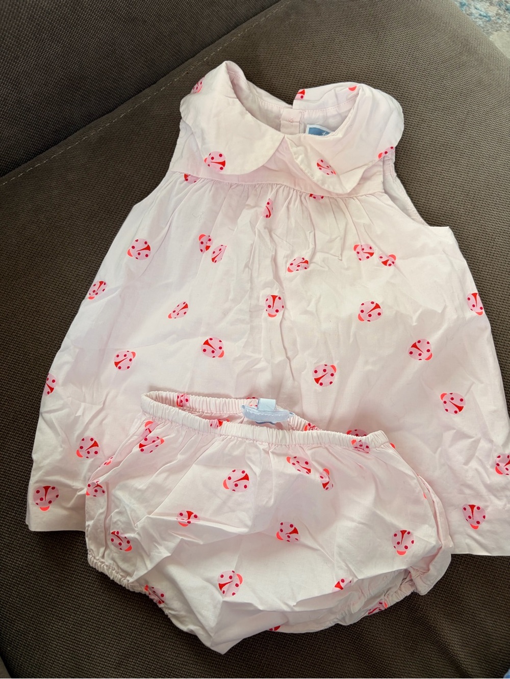 Jacadi Pink Dress & Bloomers with Red Ladybug Print
